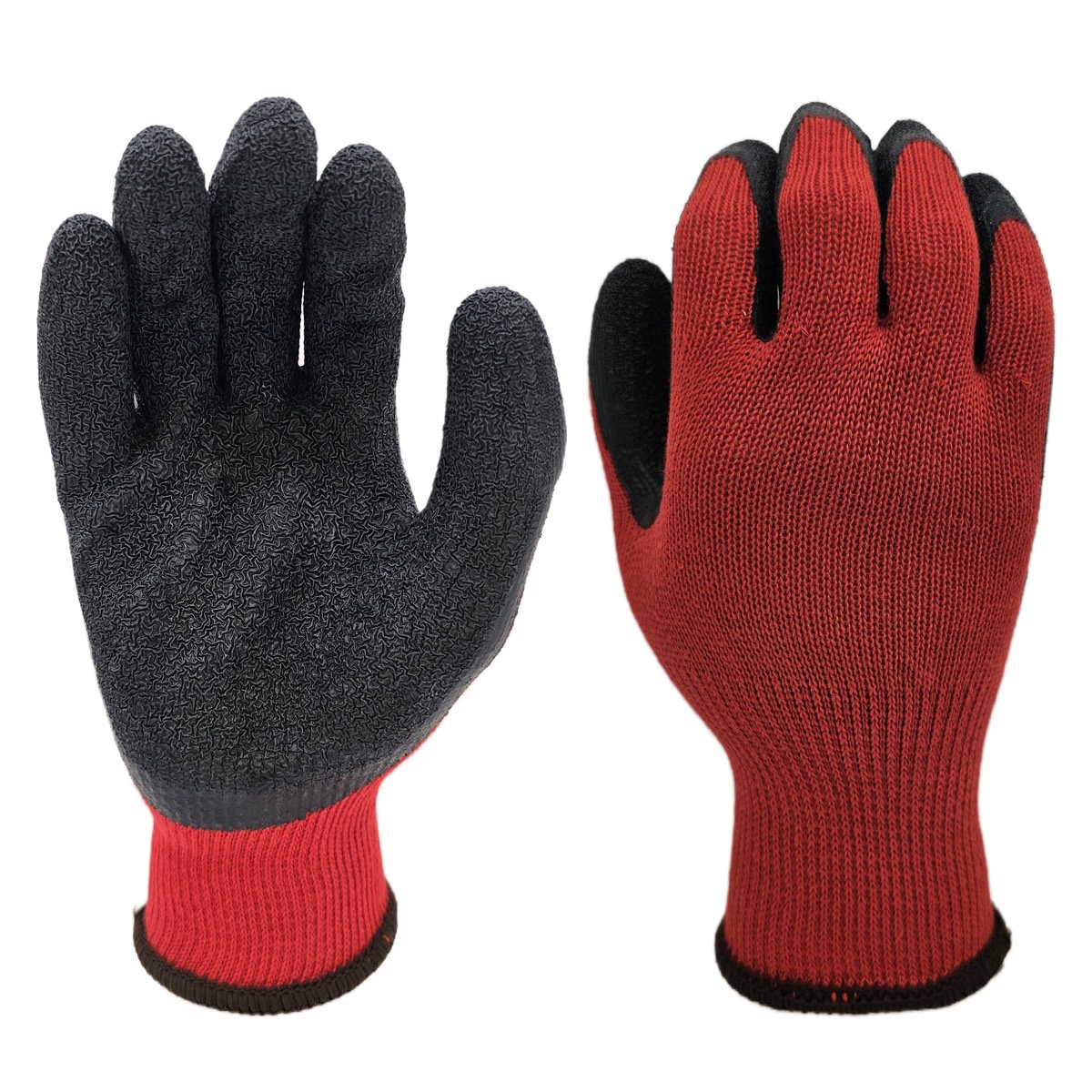 10g 5 yarns polycotton liner black latex crinkle palm coated gloves