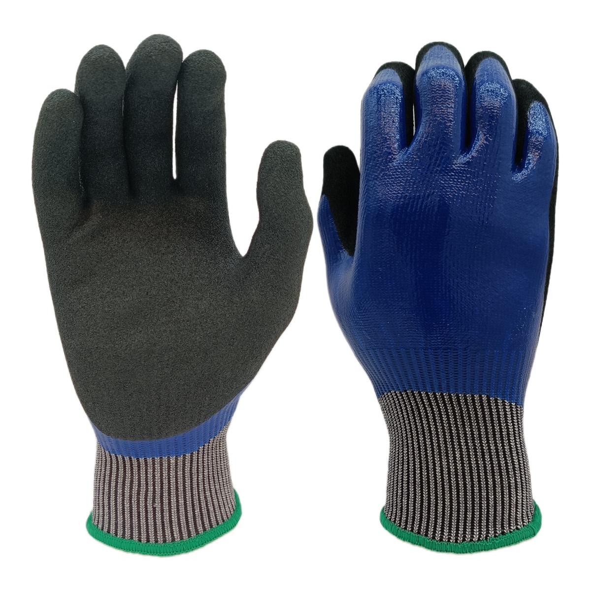 13 gauge 4X43D double nitrile coated cut resistant gloves