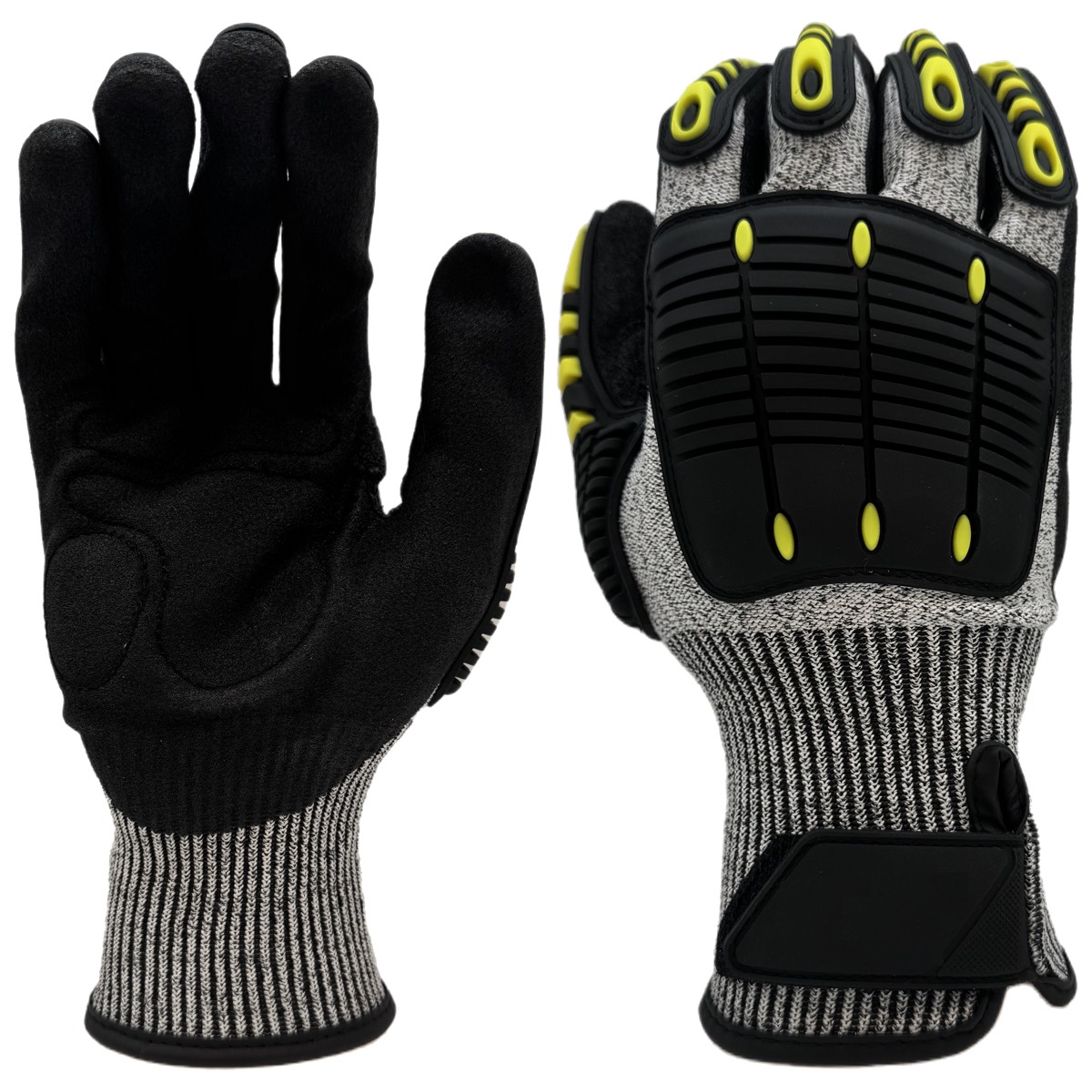 13 gauge A4 sandy nitrile palm coated impact gloves