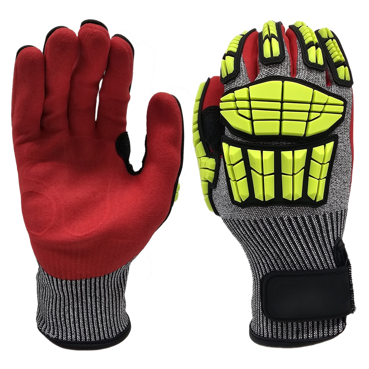 13 gauge A6 sandy nitrile palm coated impact gloves