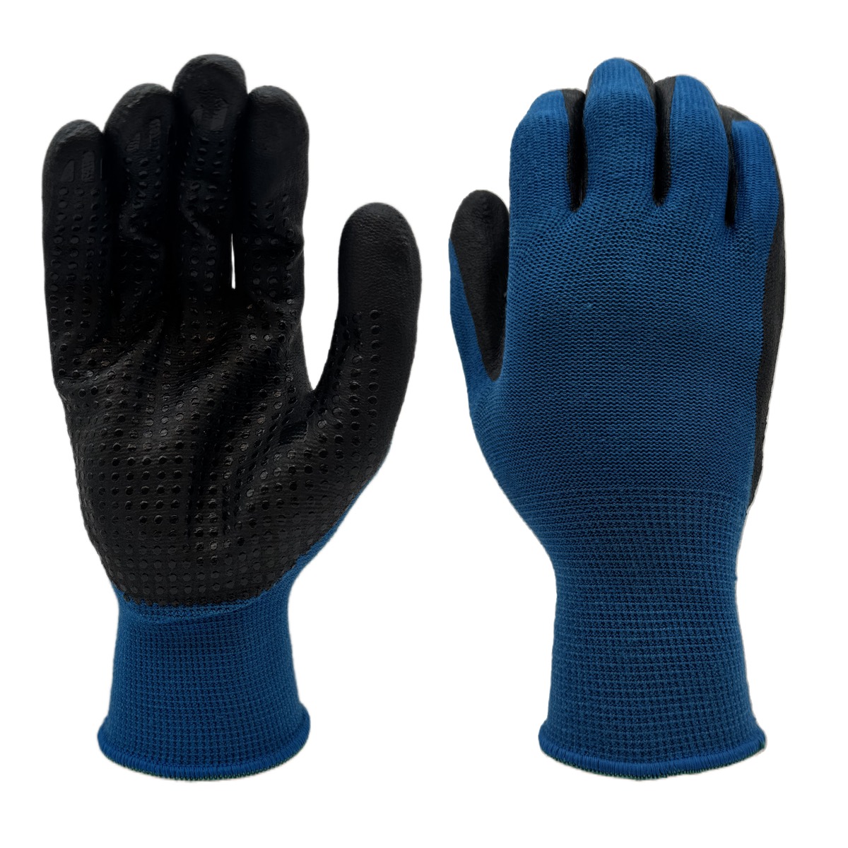13 gauge polyester/acrylic napping shell nitrile foam palm coated and dotted gloves