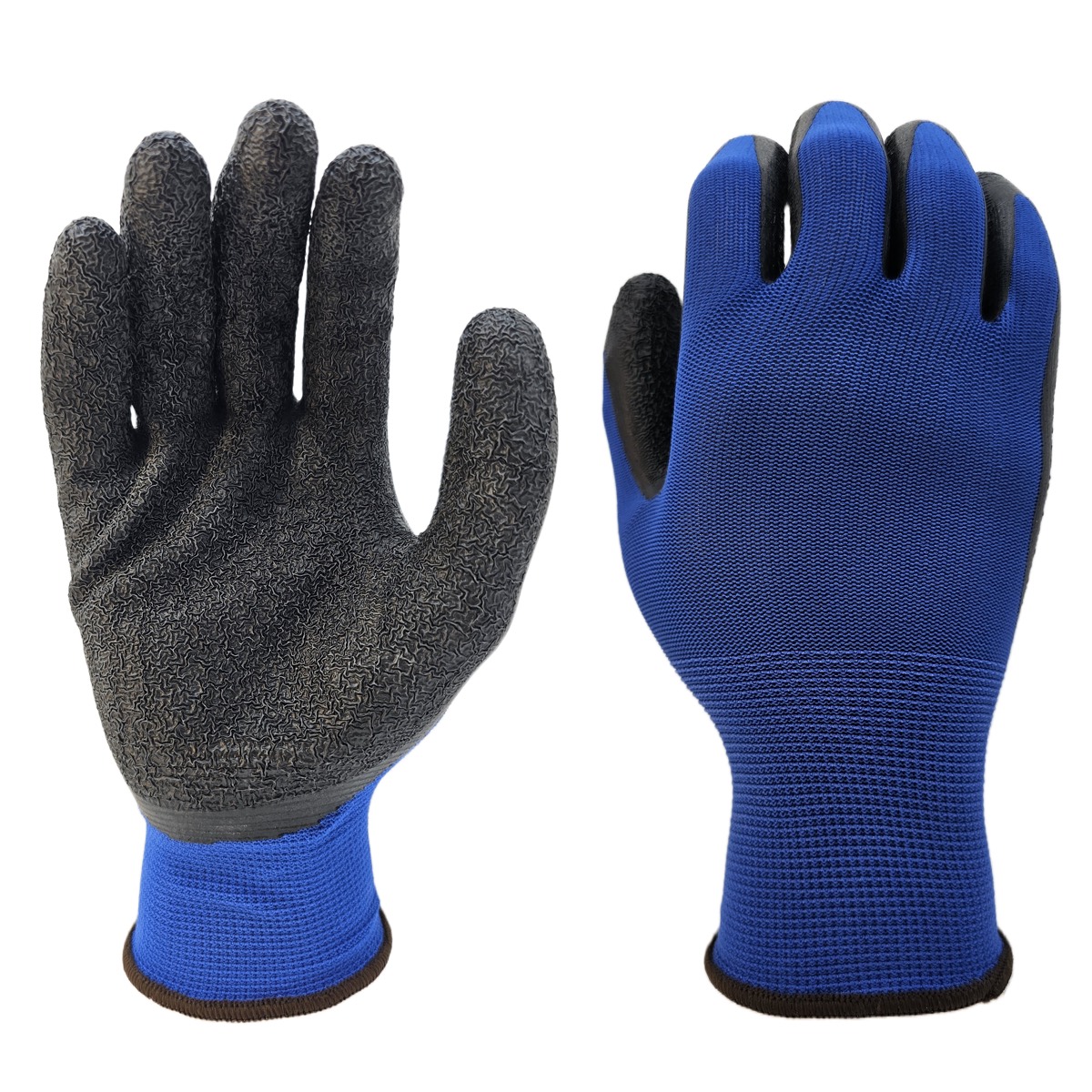 13g polyester liner latex crinkle palm coated gloves