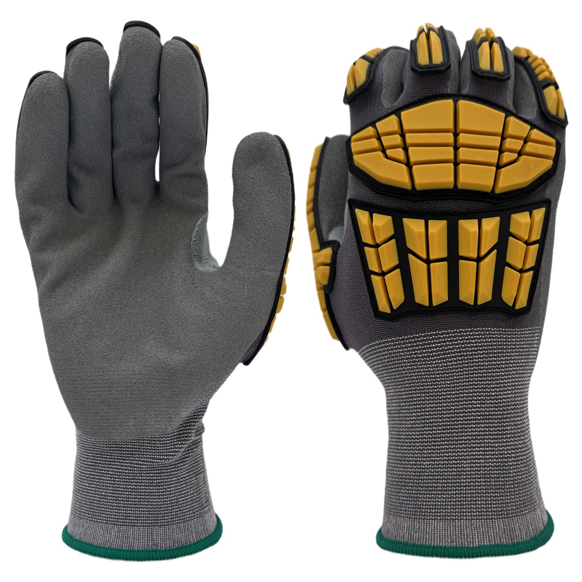 15 gauge A1 sandy nitrile palm coated impact gloves